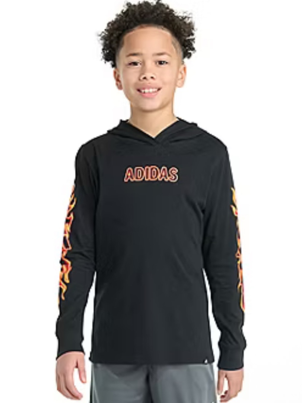 adidas Big Kid Boys Hooded Long Sleeve Regular Fit Graphic T-Shirt